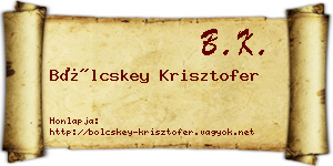 Bölcskey Krisztofer névjegykártya